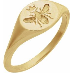 14K Yellow Intaglio Bee Signet Ring