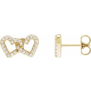 14K Yellow 1/5 CTW Natural Diamond Interlocking Heart Earrings