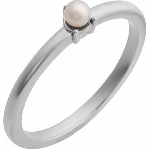 Sterling Silver Cultured White Seed Pearl Ring