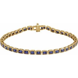 14K Yellow Lab-Grown Blue Sapphire Line 7 Bracelet