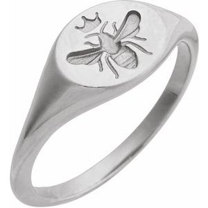 Sterling Silver Intaglio Bee Signet Ring