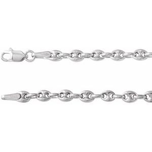 Sterling Silver 3.8 mm Hollow Puffed Anchor 16-18-20 Chain