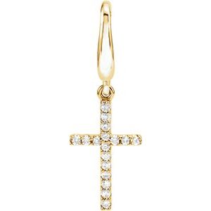 14K Yellow .08 CTW Natural Diamond Cross Charm