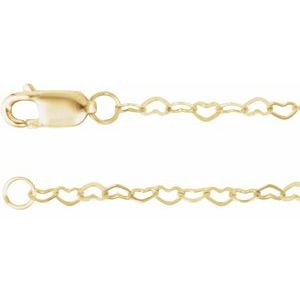 14K Yellow 1.9 mm Heart 24" Chain