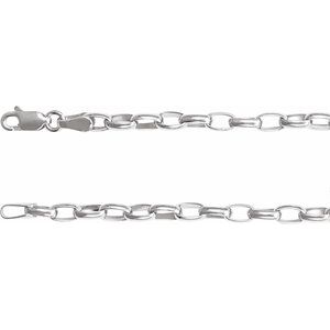 Sterling Silver 3.9 mm Puffed Oval Cable 16" Chain