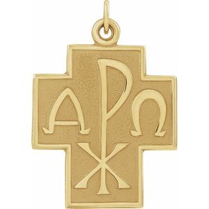 14K Yellow 24.5x22 mm Alpha Omega Cross Pendant