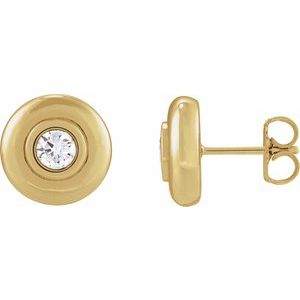 14K Yellow 1/2 CTW Natural Diamond Puffed Stud Earrings