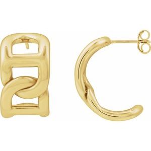 14K Yellow Electroform Anchor Chain 22 mm Hoop Earrings