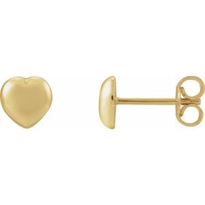 14K Yellow Heart Earrings
