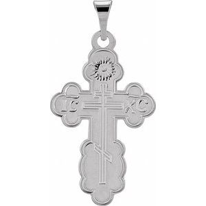 14K White 19x13 mm Orthodox Cross Pendant
