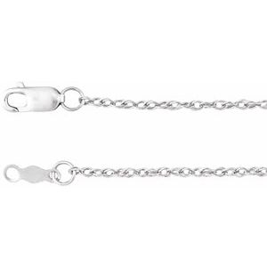Rhodium-Plated Sterling Silver 1.25 mm Rope 16-18-20-24 Chain