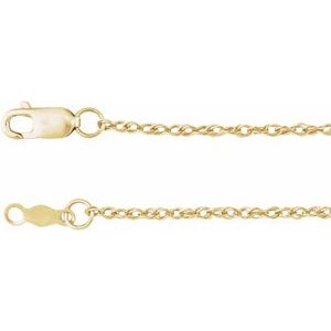 10K Yellow 1.25 mm Rope 20 Chain