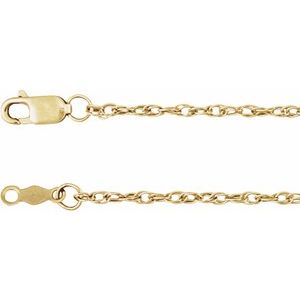 10K Yellow 1.5 mm Rope 20 Chain