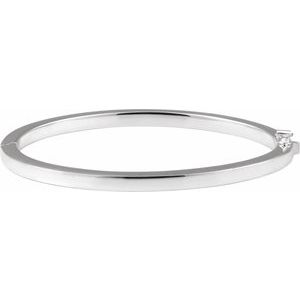 Sterling Silver Square Tube Hinged Bangle 7" Bracelet