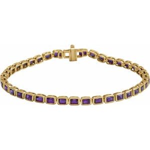 14K Yellow Natural Amethyst Line 7 Bracelet
