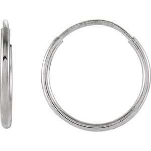 14K White Endless Tube 12 mm Hoop Earring