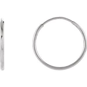 14K White Endless Tube 15 mm Hoop Earring
