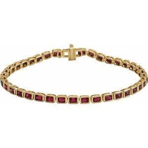 14K Yellow Natural Mozambique Garnet Line 7 Bracelet