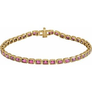 14K Yellow Natural Pink Tourmaline Line 7 Bracelet