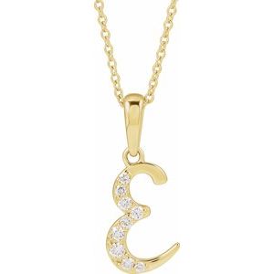 14K Yellow 1/10 CTW Natural Diamond Initial E 18 Necklace