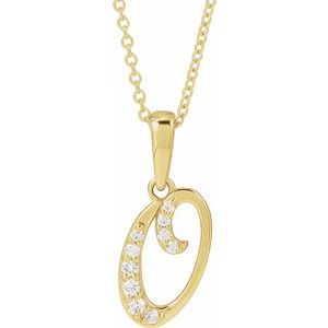 14K Yellow 1/10 CTW Natural Diamond Initial O 18 Necklace