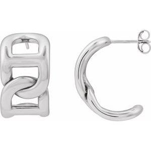 Sterling Silver Electroform Anchor Chain 22 mm Hoop Earrings