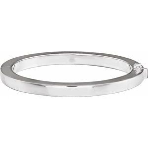 Sterling Silver Square Tube Hinged Bangle 7" Bracelet