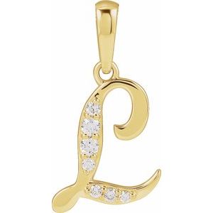 14K Yellow 1/10 CTW Natural Diamond Initial L Pendant
