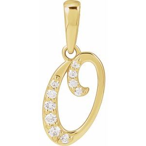 14K Yellow 1/10 CTW Natural Diamond Initial O Pendant