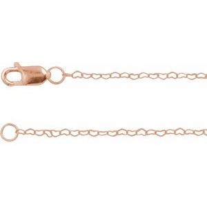 14K Rose .8 mm Heart 18 Chain
