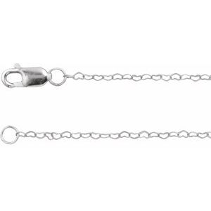14K White .8 mm Heart 18" Chain