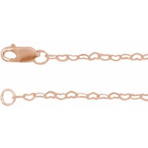14K Rose 1.9 mm Heart 16" Chain