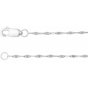14K White 1.5 mm Keyhole 18 Chain