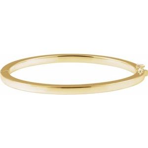 14K Yellow Square Tube Hinged Bangle 7" Bracelet