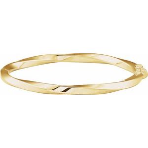 14K Yellow Hinged Twisted 7" Bangle Bracelet