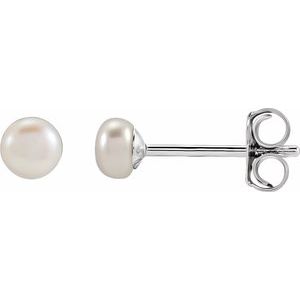 Sterling Silver Cultured White Freshwater Pearl Earrings