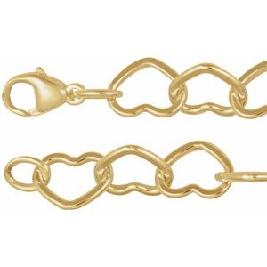 14K Yellow Gold-Filled 9 mm Heart 7 Chain