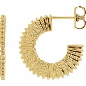 14K Yellow Starburst 19 mm Hoop Earrings