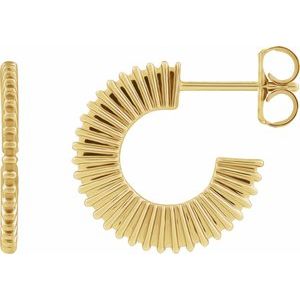 14K Yellow Starburst 16 mm Hoop Earrings