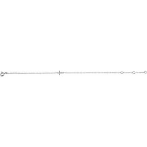 14K White .04 CTW Natural Diamond Sideways Cross Youth 7" Bracelet