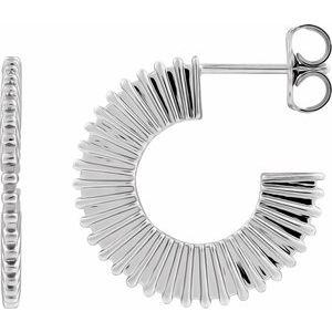 Sterling Silver Starburst 19 mm Hoop Earrings