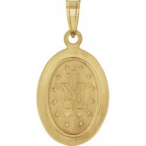 14K Yellow 15x11.5 mm Oval Hollow Miraculous Medal