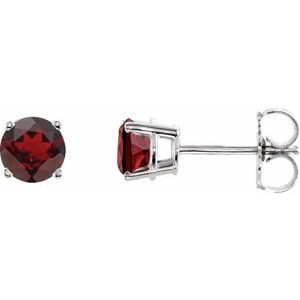 14K White 5 mm Natural Mozambique Garnet Stud Earrings