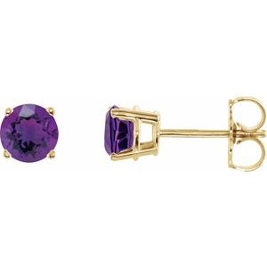 14K Yellow 5 mm Natural Amethyst Stud Earrings