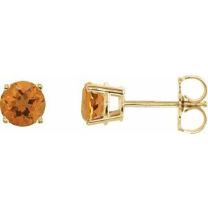 14K Yellow 5 mm Natural Citrine Stud Earrings