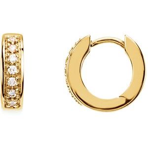 14K Yellow 1/6 CTW Natural Diamond 12.1 mm Hoop Earrings