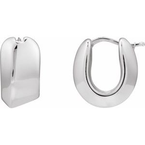 Sterling Silver Electroform 18.3 mm Puffed Hoop Earrings