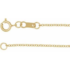 18K Yellow 1 mm Adjustable Cable 16-18 Chain