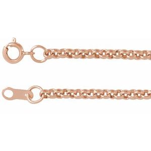 14K Rose 2 mm Rolo 16 Chain