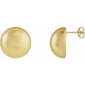 14K Yellow 15 mm Electroform Domed Earrings
